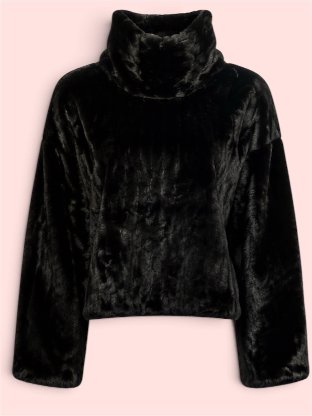 Parkhurst Faux Fur Wide Collar Turtleneck Wide Sleeve Sweater sz XL EUC